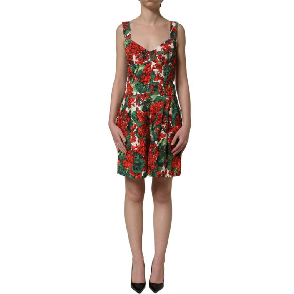Dolce & Gabbana Multicolor Geranium Print A-line Mini Women's Dress